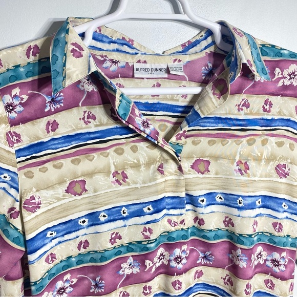 VTG ALFRED DUNNER Womens Plus 16 Multicolor Long Sleeve Collared Pullover Shirt - Picture 3 of 16